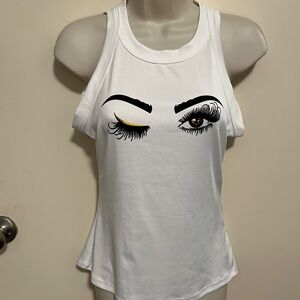White Graphic Tank Top